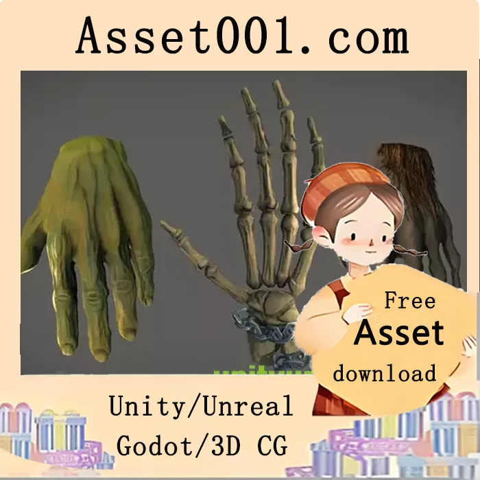 VR奇幻手部模型集：骨骼、兽人与狼人手部模型，支持抓取动画|Hands for VR: Fantasy v1.0