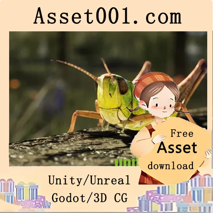 4K高清草蜢模型资源包：含11种动画与物理模拟|Animalia - Meadow Grasshopper v4.20+