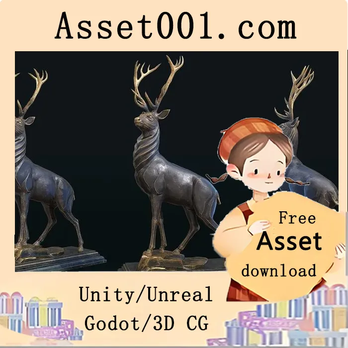 Unity商店新增10款独特动物雕像，支持金属与石质材质，提供2K/4K高清纹理|Animal Sculptures 4.27+