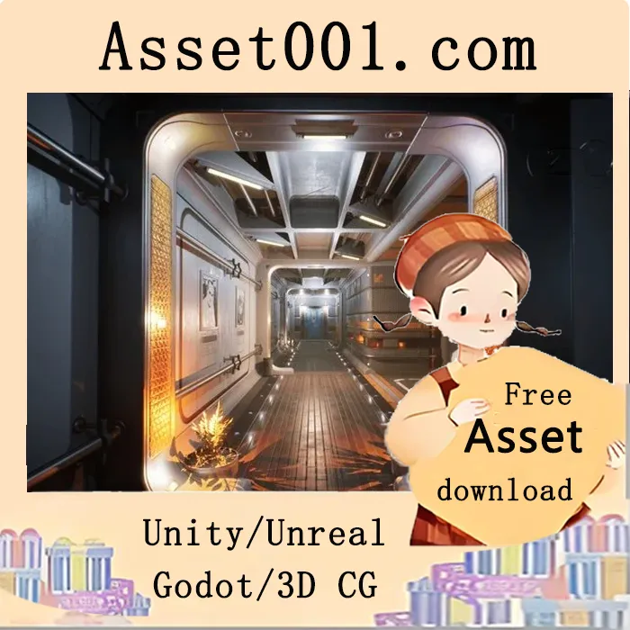 科幻飞船室内场景套装：包含房间、走廊、道具及PBR材质的硬表面装饰|Sci-fi Rooms and Corridors Interior Kit