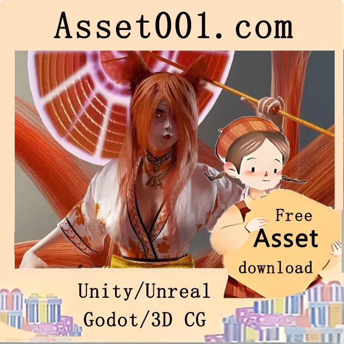 Unity商店推荐：可定制模块化 Kitsune 多尾武士角色模型|Kitsune (Modular) v4.27+