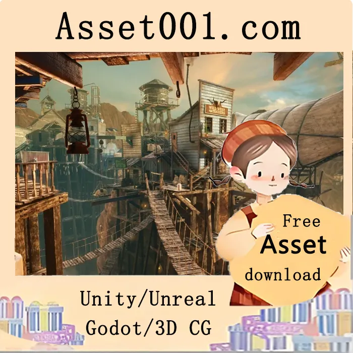 蒸汽朋克风格的西部天空城环境包：半写实至超写实，含丰富道具与优化材质|Wild West City (Wild West Town, Wild West Sky City, Steampunk Town, Steampunk) v4.26+