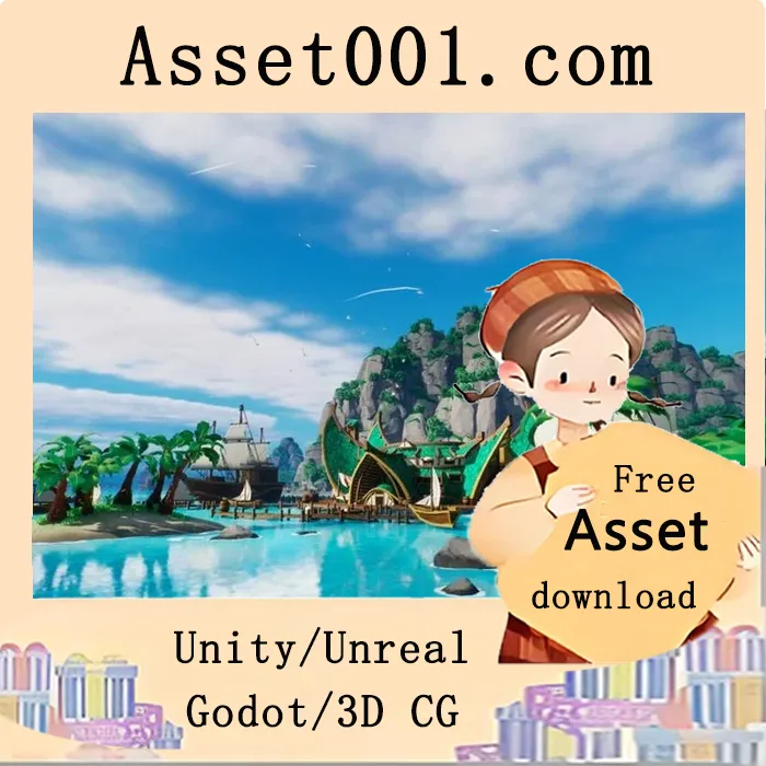 风格化热带海滩环境包：包含植被、材质融合与动态效果的完整场景资源|Stylized tropical beach environment