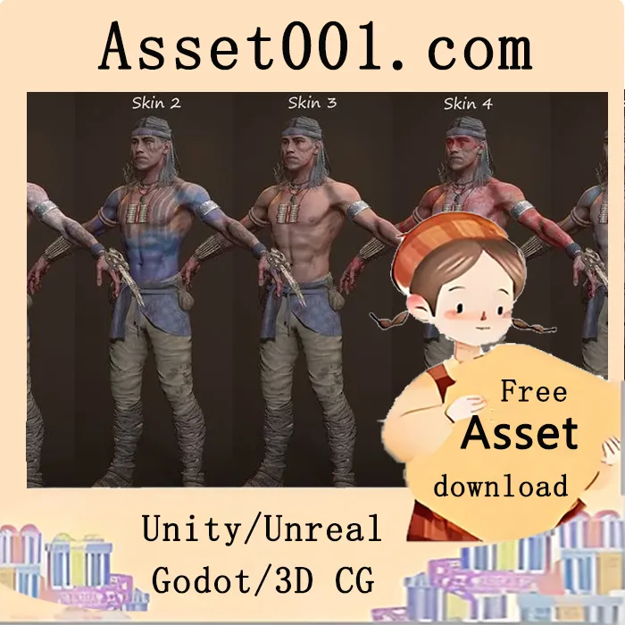 原生美洲人角色模型详解：高精度PBR材质与多变皮肤设计|Native American 2