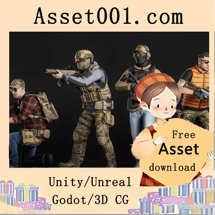 支持UE5/UE4的模块化军事士兵角色包，含300+模块与30个预设，兼容MetaHuman|Modular Casual Military Soldier 5.3+