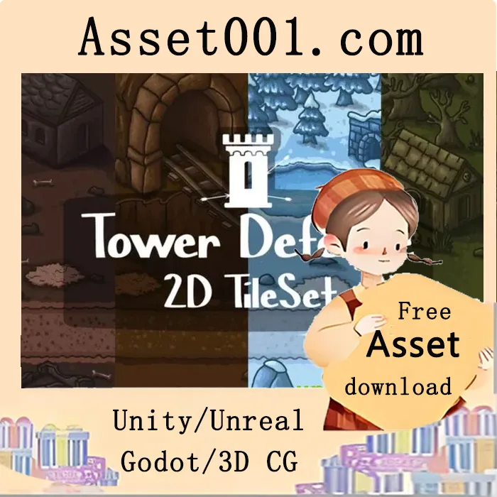 2D塔防矢量地砖包：多种场景设计素材全收录|Tower Defense 2D Vector TileSet