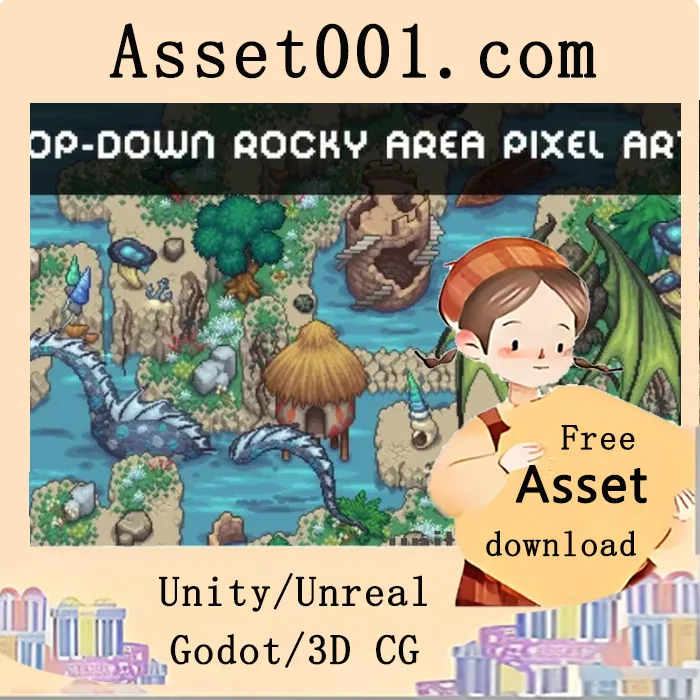 Rocky Top-Down Tileset Pixel Art for RPG