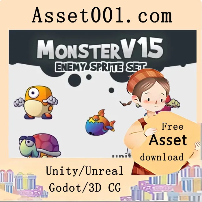 可爱的2D怪物资产包：5款可定制卡通怪物资源|Chibi Monsters 2D Asset Pack