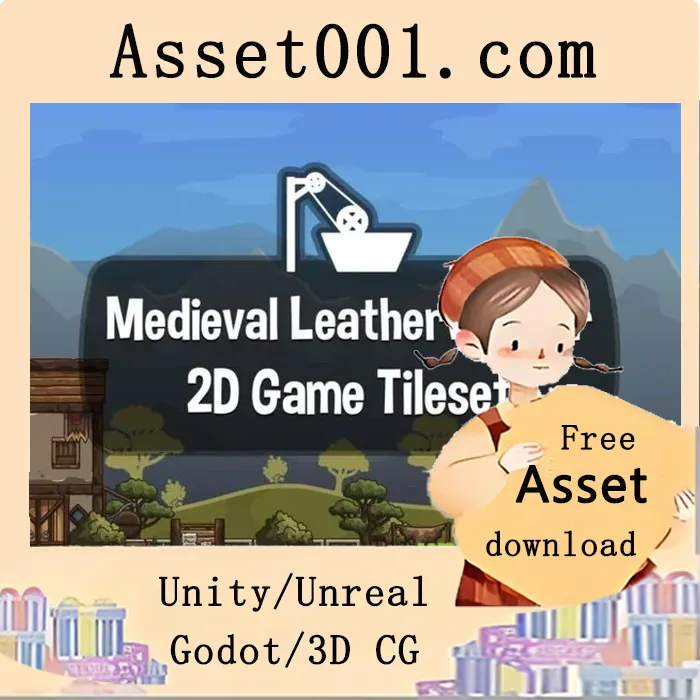 卡通中世纪皮具匠人2D游戏贴图集|Cartoon Medieval Leatherworker 2D Game Tileset