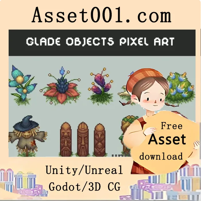 Unity引擎像素艺术资源包：打造沉浸式俯视视角游戏世界|Glade Objects Top Down Pixel Art
