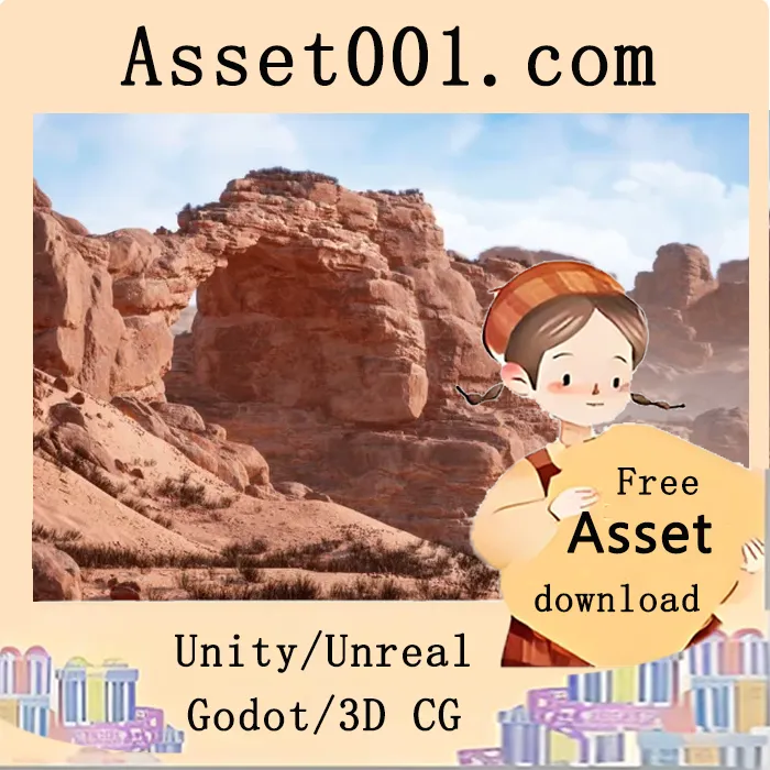 沙漠悬崖与岩石集合包——支持Nanite的UE5低多边形环境资源|Desert Cliff and Rock Collection v4.26+