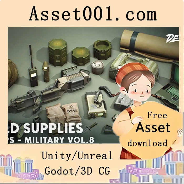 Unreal引擎打造的高画质战场物资资源包，包含高清材质、可调节参数及动态光照场景|Military Supplies - VOL.8 - Field Supplies v4.27+