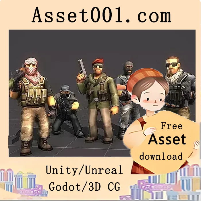 卡通风格低多边形民兵/叛军士兵资源包，支持完全自定义与动画，适用于策略游戏|Toon Soldiers - Militia 1.0