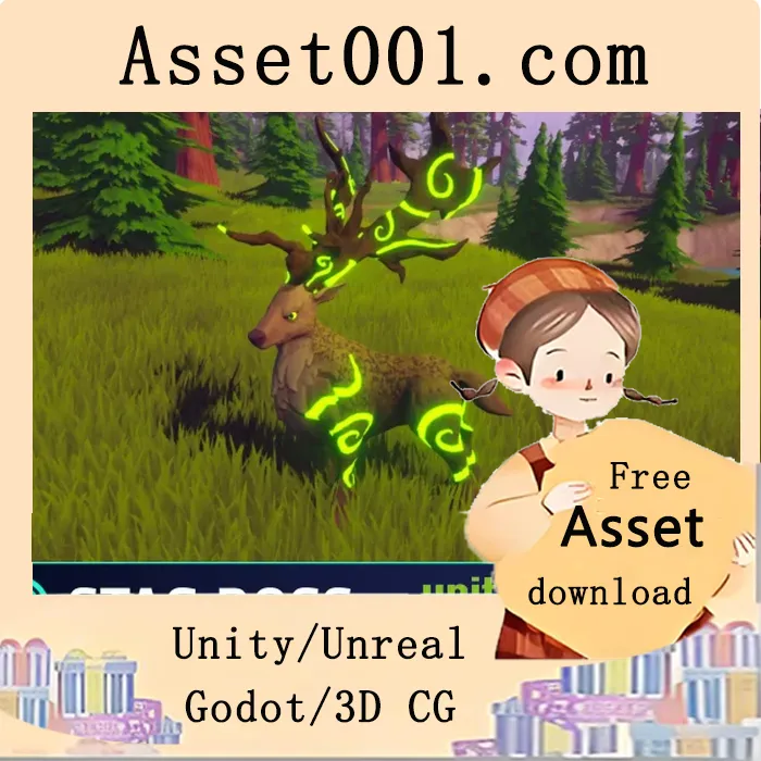 stylized stag boss 多色变体 Fantasy RPG 模型|Stylized Stag Boss - RPG Forest Animal v1.0