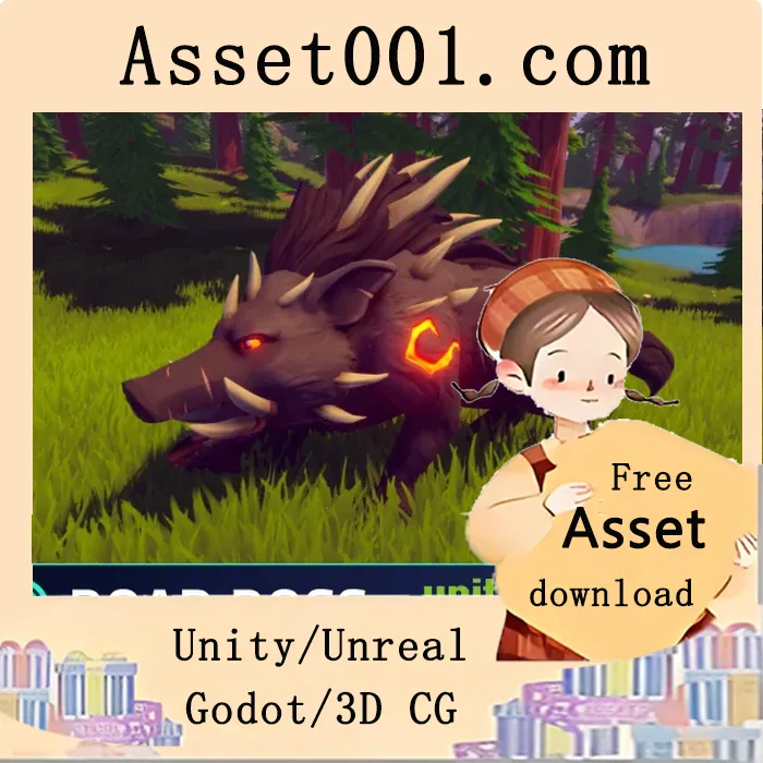 一款风格化野猪Boss角色，附带11种颜色变体，适用于所有RPG奇幻游戏|Stylized Boar Boss - RPG Forest Animal v1.0