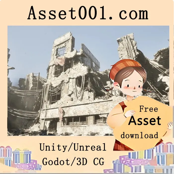 战后城市场景模组包：模块化、即开即用的高质量游戏场景|Destruction Site 5.6