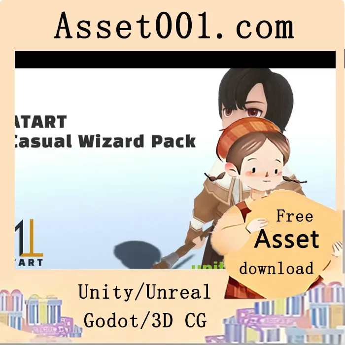 手绘风格3D角色模型与动画包，适用于轻松行动类游戏开发|ATART Casual Wizard Pack v1.0