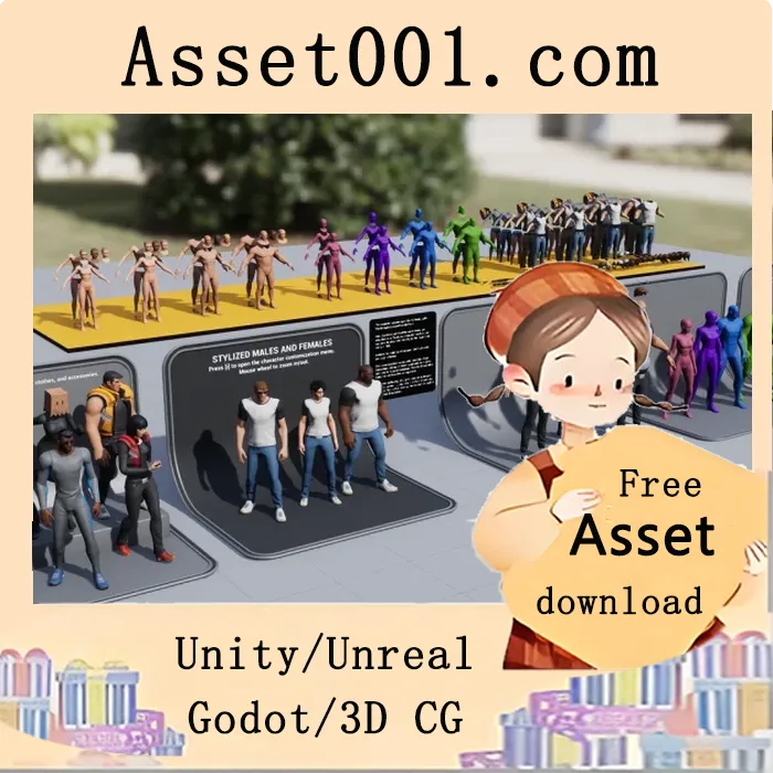 stylized男性和女性角色Bundle，支持UE4/UE5，包含模块化身体与定制化界面|Stylized Male and Female characters, with assets and UI