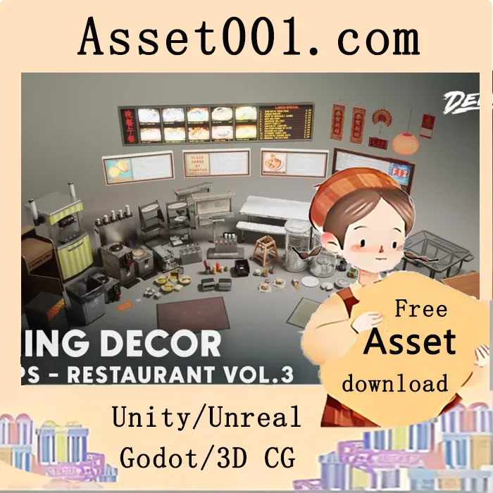 餐厅场景装饰资产包：支持Nanite与低多边形版本的高质量模型|Restaurant VOL.3 - Dining Decor (Nanite and Low Poly)