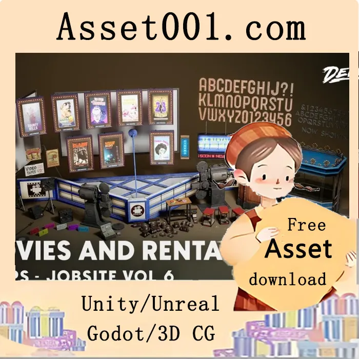 Unreal Engine 5 南希技术与低多边形资产包：400+ 高品质模型及材质完整集合|Jobsite VOL.6 - Movies & Rental (Nanite & Low Poly)