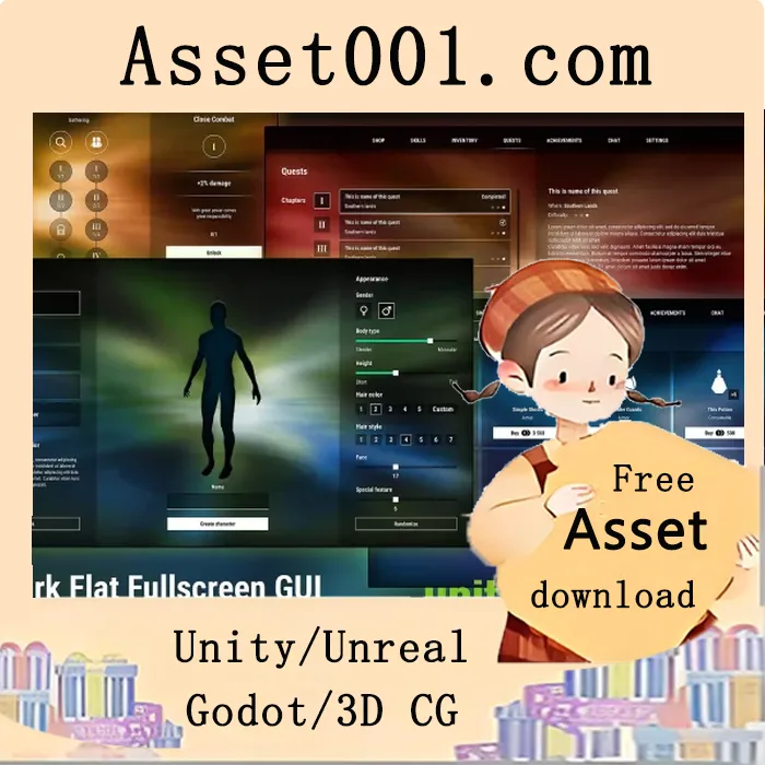 Dark Flat Fullscreen GUI / UI Kit - over 650 PNG! v1.0