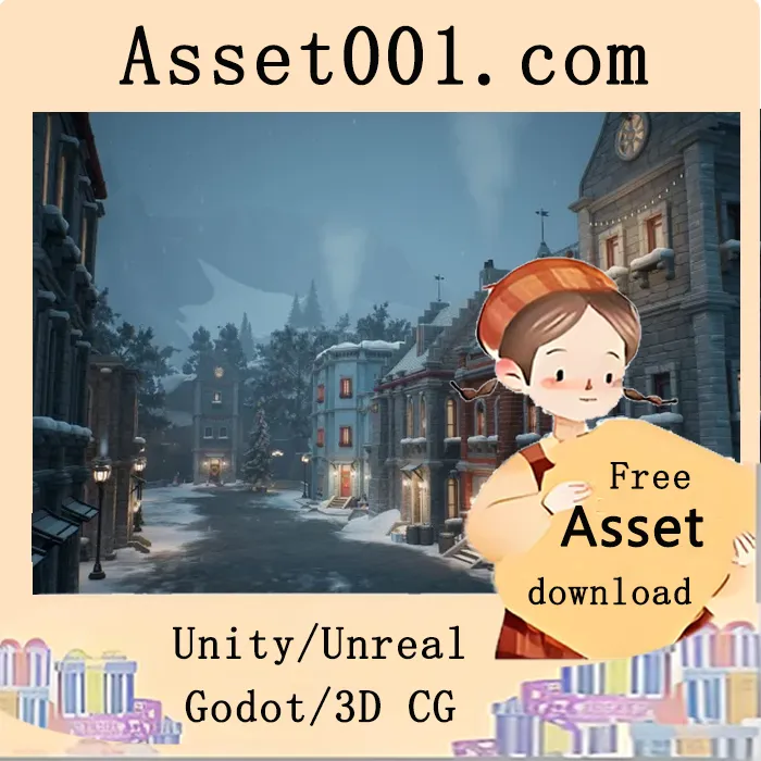 stylized冬季城市环境包：包含节日城市与自然景观模块化资产|Stylized winter city environment v5.1+