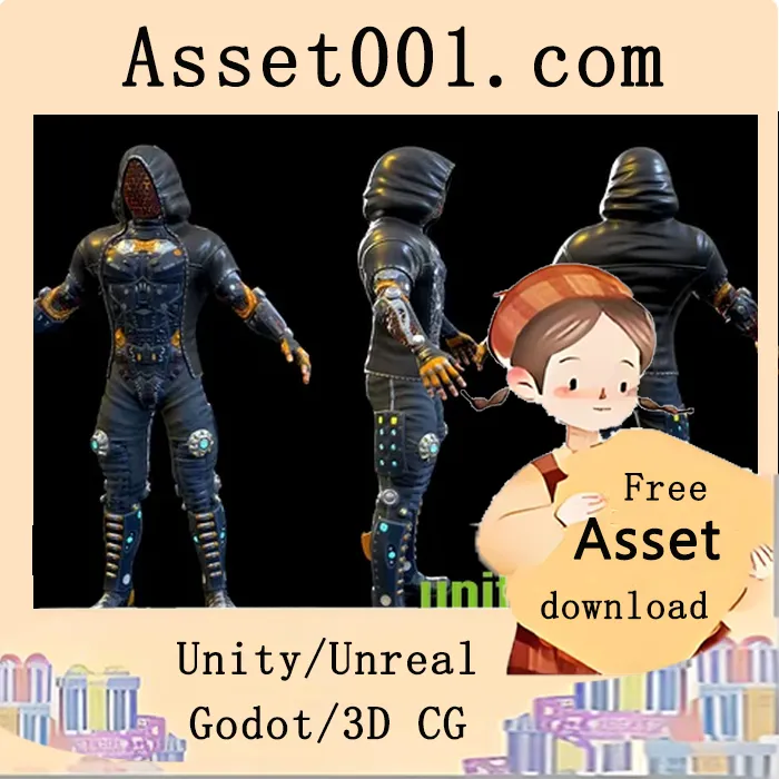 低多边形科幻角色3D模型，适用于生存类、RPG游戏及广告渲染|Sci-fi Character 2 low-poly v4.20+