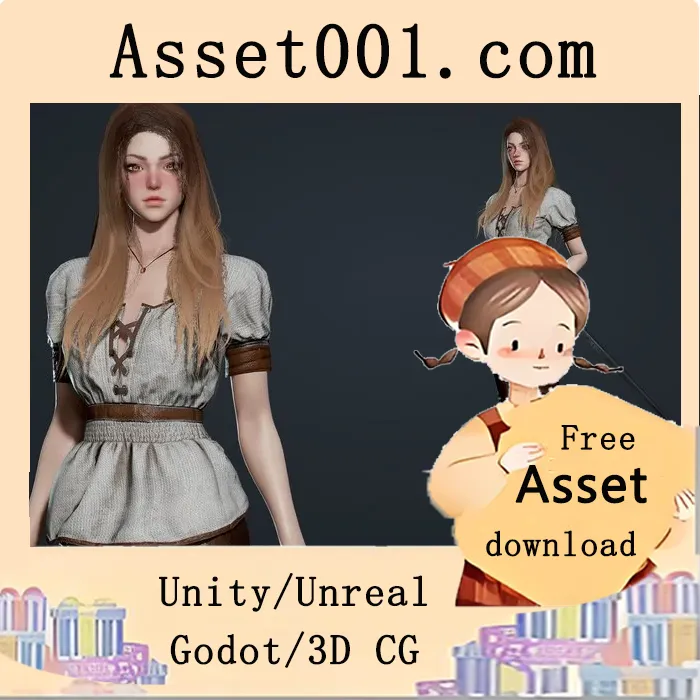 中世纪女士3D模型：支持Epic骨架、PBR贴图与实时面部blendshape|Medieval Lady