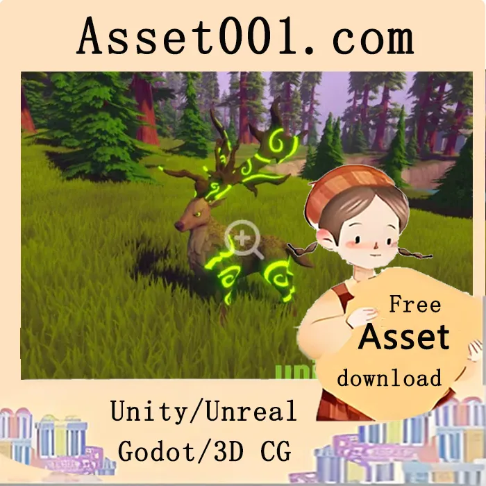 Unity/Unreal引擎中的幻想RPG风格鹿Boss模型（含11种颜色变体）|Stylized Stag Boss - RPG Forest Animal (UE) v4.27+