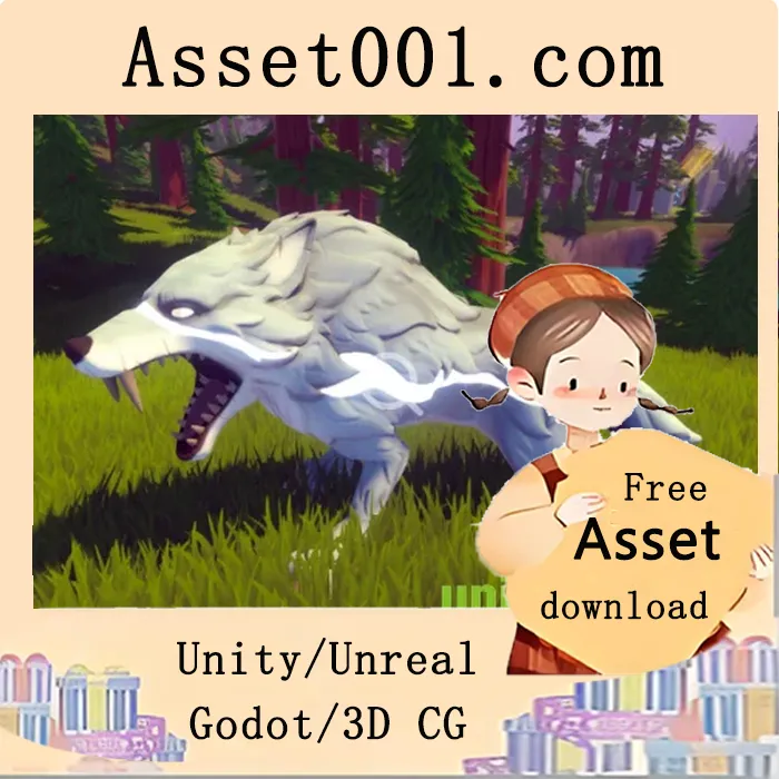 Unity/Unreal引擎游戏中的风格化狼Boss角色资源：11种颜色搭配，37种动画效果|Stylized Wolf Boss - RPG Forest Animal (UE) v4.27+