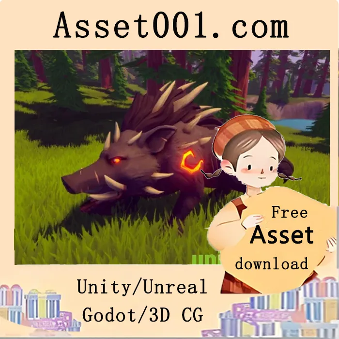 Unity/Unreal引擎中可使用的11种配色风格野猪Boss角色（RPG奇幻题材）|Stylized Boar Boss - RPG Forest Animal (UE) v4.27+