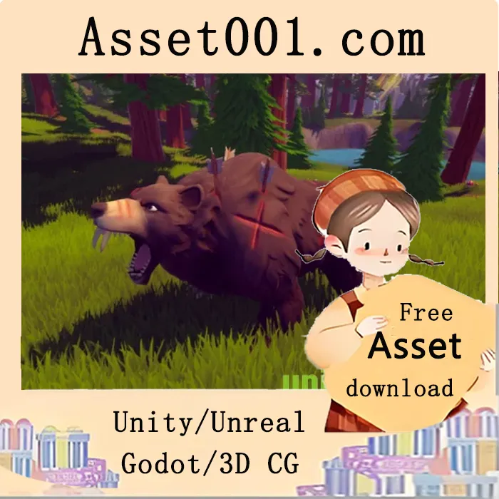 Unity/Unreal引擎中可用的风格化熊Boss角色，包含11种颜色和37种动画|Stylized Bear Boss - Forest Animal (UE) v4.27+