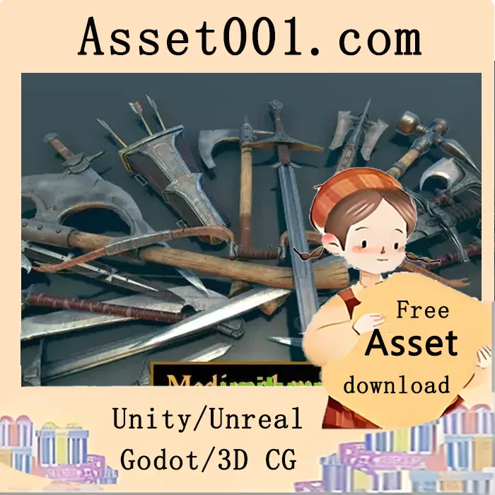 中世纪武器模型套装（19个高质量模型+纹理集）|Medieval weapons kit v1.1