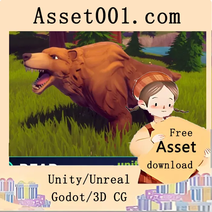 stylized bear 模型，包含11种颜色变体，适用于奇幻RPG游戏|Stylized Bear - RPG Forest Animal v1.0