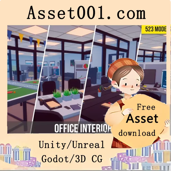 523个低多边形预制件打包资源，打造高质量办公室场景|Low Poly Office Interiors v1.01