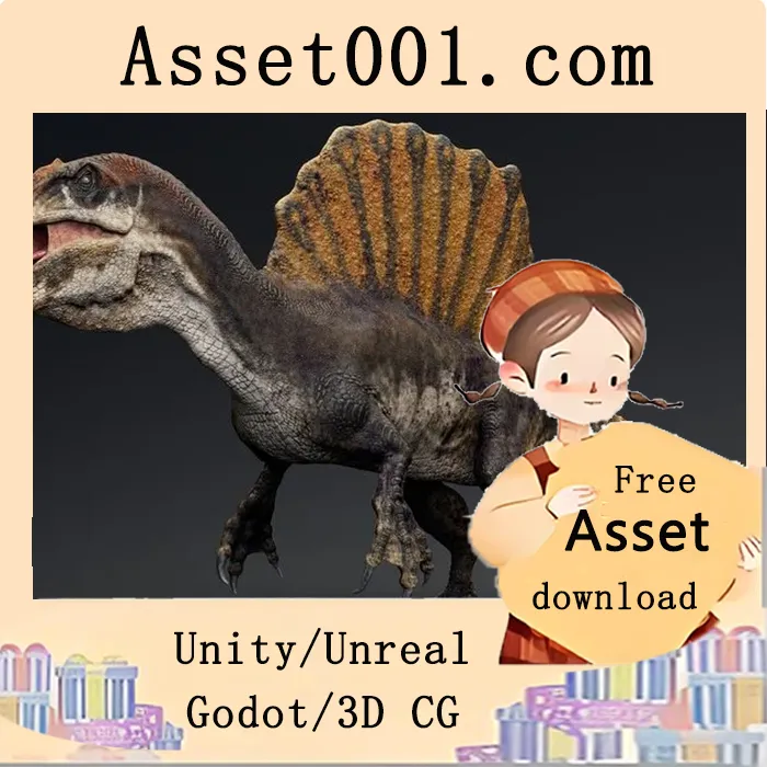 斑龙（Spinosaurus）高精度肌肉纹理化石骨架模型 | 支持PBR | 11种皮肤颜色 | 37775多边形|Dinosaur Spinosaurus 4.27+