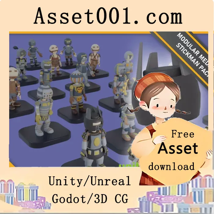 Unity模块化中世纪木偶角色资产包|Modular Medieval Stickman Pack v1.0