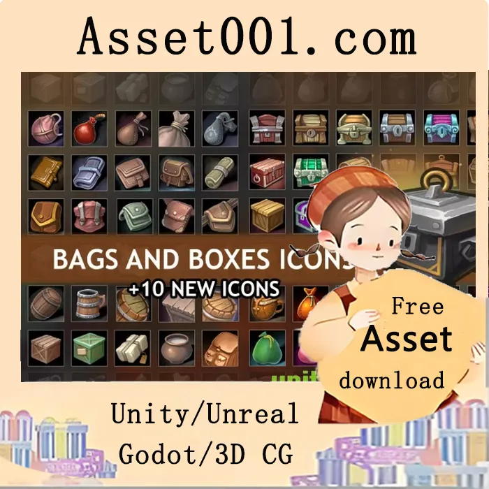 120个手绘背包与盒子图标资源，适用于奇幻风格游戏|Bags And Boxes Icons v1.01