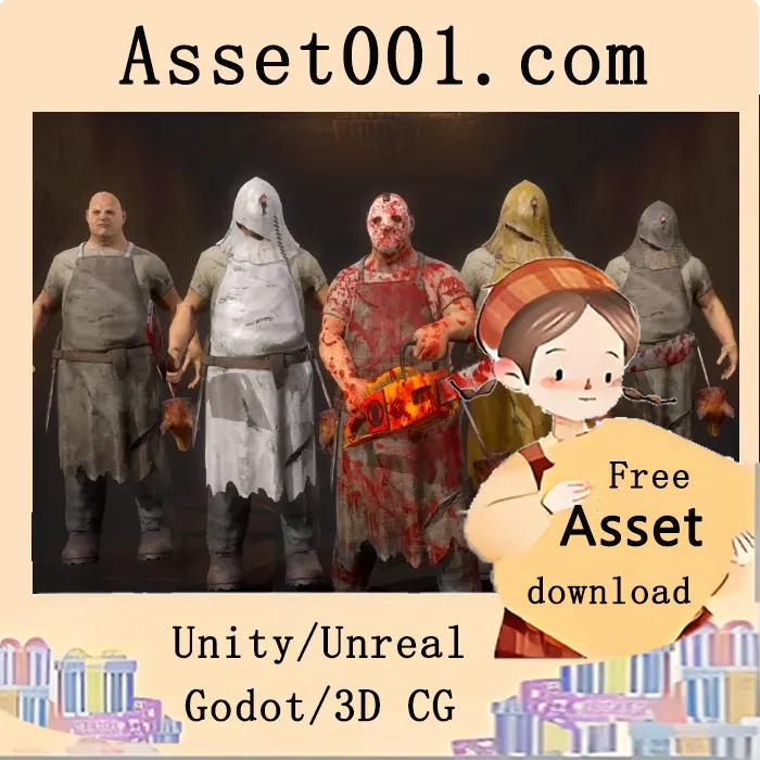 低多边形恐怖风格角色模型 Butcher 介绍|Butcher v5.1+