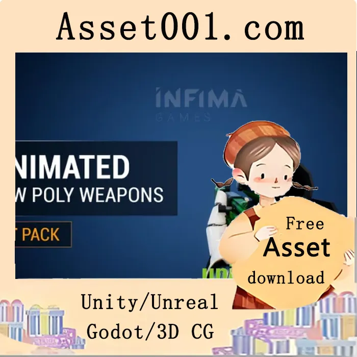 适用于快速原型制作的动画低多边形武器模型，支持与其它低多边形艺术资产结合，包含第一人称和第三人称角色动画及蓝图示例|Animated Low Poly Weapons v5.1+