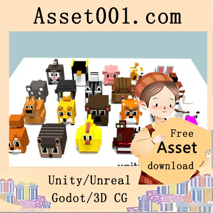 23个像素风格动物模型，支持移动端，共用一张纹理与材质|Voxel Animals (#23) v1.0