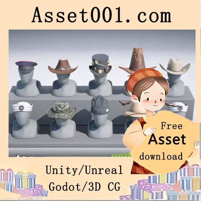 Unity项目：AAA级真实感帽子资产包（含36张纹理、10个预制体、9个材质）|Variety Hats - VOL.1 v1.0