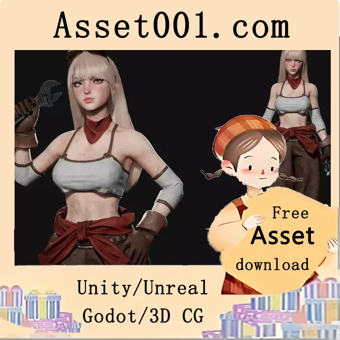 Unity资产商店推荐：可模块化、低多边形的萌系机械少女3D模型 v1.1|Mechanic Girl Modular v1.1