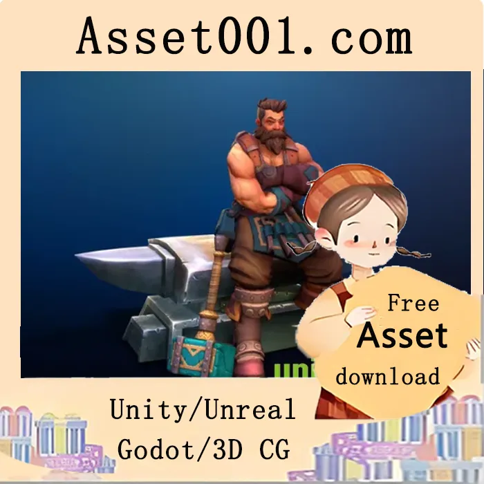 模块化风格化人类黑smith角色，适用于RPG、MOBA或MMO游戏的高定制化设计|Modular Stylized Human Blacksmith v4.18+