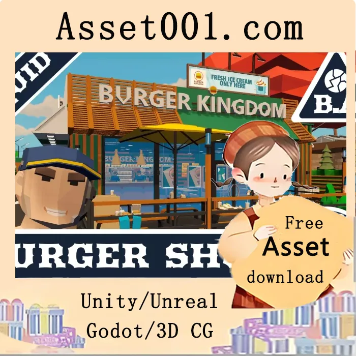 Unity/Unreal引擎中使用的快餐店3D资产包详解|Burger shop v1.1 (20 Dec 2025)