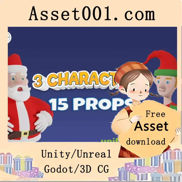 Unity圣诞角色包：包含圣誕老人、两只精灵及15个风格化道具|Santa Claus and Elves Christmas Characters + Toon Shader v2.0