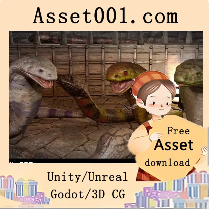 Cobra Snake角色包附加文件包：包含Substance Painter材质文件和Unreal独占动画|Cobra Snake - Bonus Files 1 v1.0