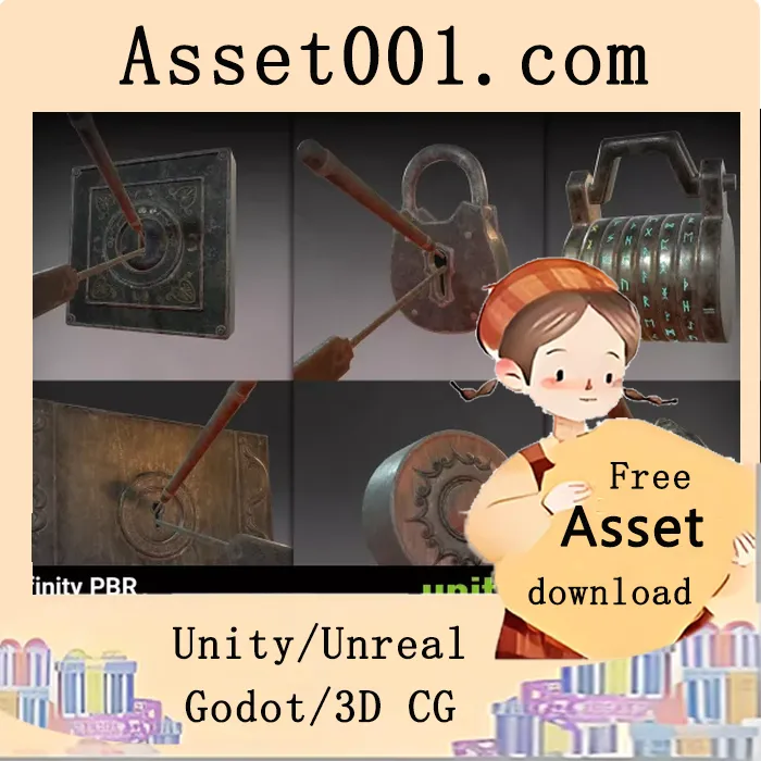 Unity免费资源包：锁具开锁与密码模型的额外文件（Substance Painter格式）|Lock-picking - Key locks, Padlocks, and Ciphers - Bonus Files 1 - Painter v1.0