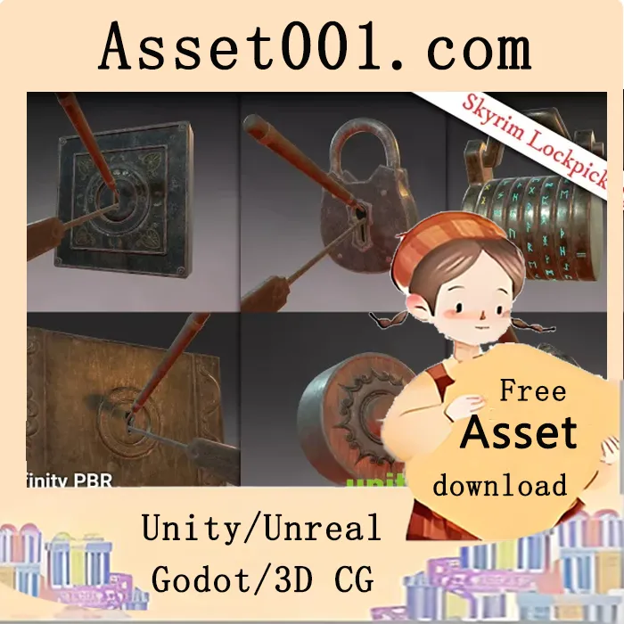 Unity中实现类似《上古卷轴》的锁具开锁系统|Lock-picking - Key locks, Padlocks, and Ciphers - Fantasy RPG v1.0