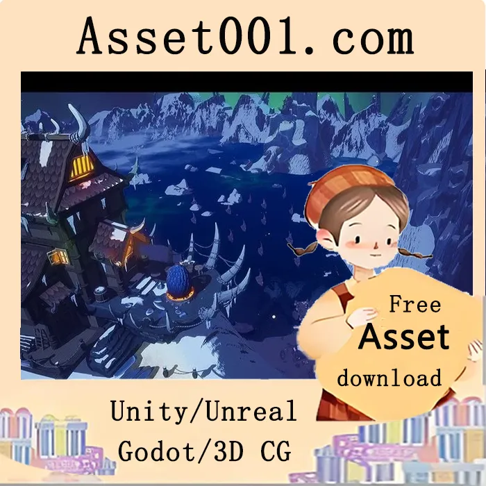 UE5 风格冰龙村环境包：包含51个高质量资产的完整场景项目|Stylized Ice Dragon Village ( Stylized Stylized Stylized Ice Dragon Village 3D )